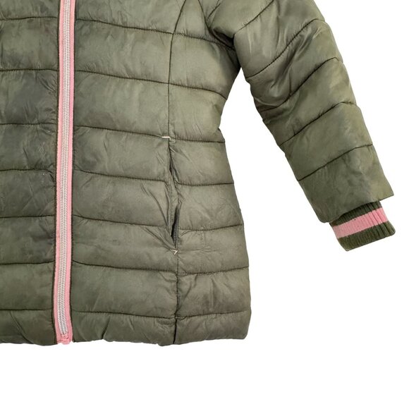 Michael Michael Kors Girls Olive Green & Pink Hoodie  Puffer Jacket Size 3T - Picture 3 of 6